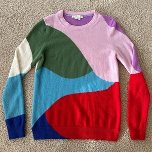 Boden Mirage Multicolor Abstract Colorful 100% Cashmere Sweater Jumper